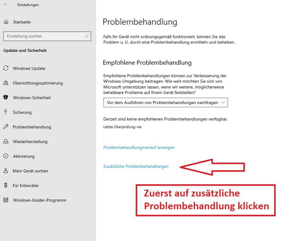 Windows 10 reparieren Problembehandlung