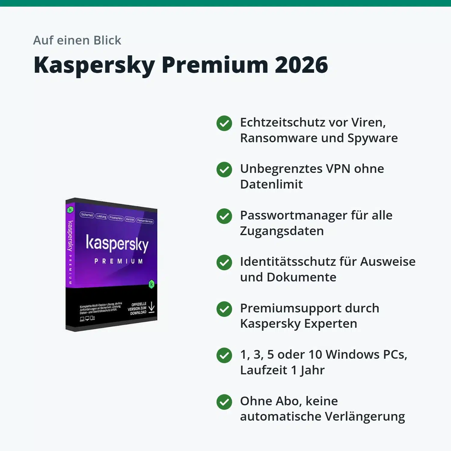 Kaspersky Premium 2026 auf einen Blick: die wichtigsten Eigenschaften
