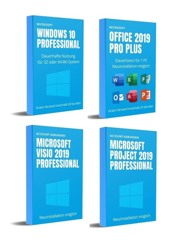 Windows 10 PRO inkl. Office 2019 Pro Plus und Visio bzw. Project 2019
