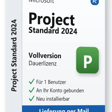 Microsoft Project Standard 2024: an Ihr Konto gebunden, jederzeit neu installierbar